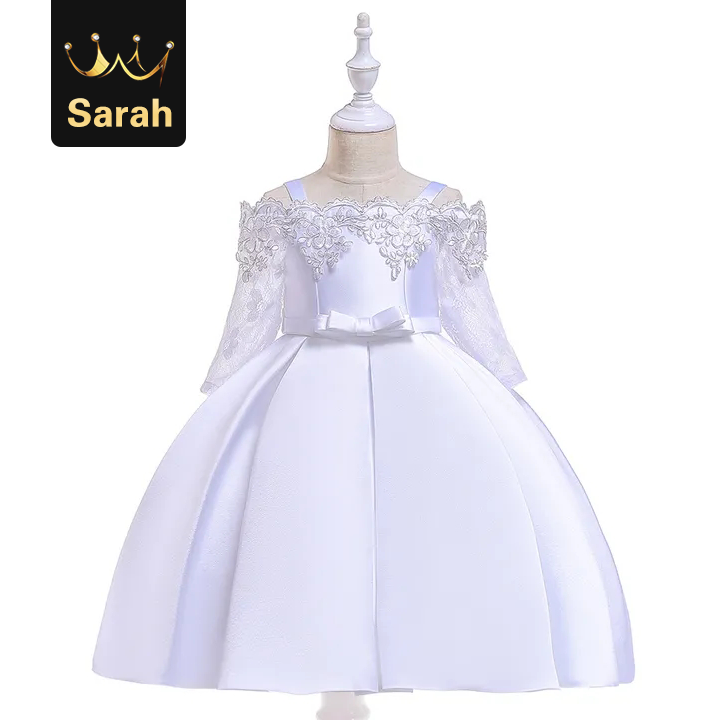 Mother&apos;s Day gift Girls Shoulderless Half Sleeve Gown Satin Elegent Lace Girls Pageant Dresses