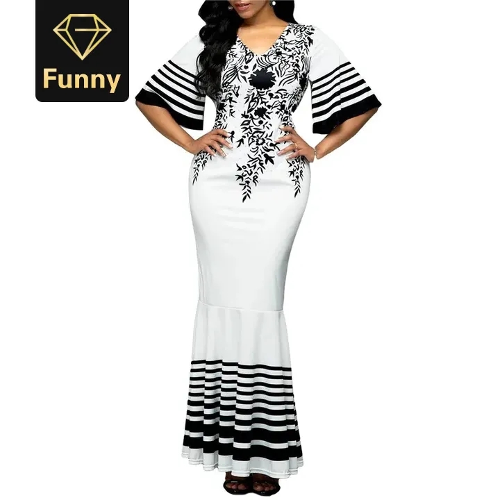 Plus Size African Dresses For Women African Clothes Dress Print Ladies Clothing Africa Women Dress