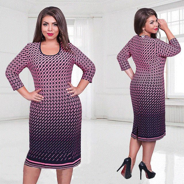 Spring Dress Plus Size Three-quarter Sleeves Elegant Explosion Woman Dress Eam Dress