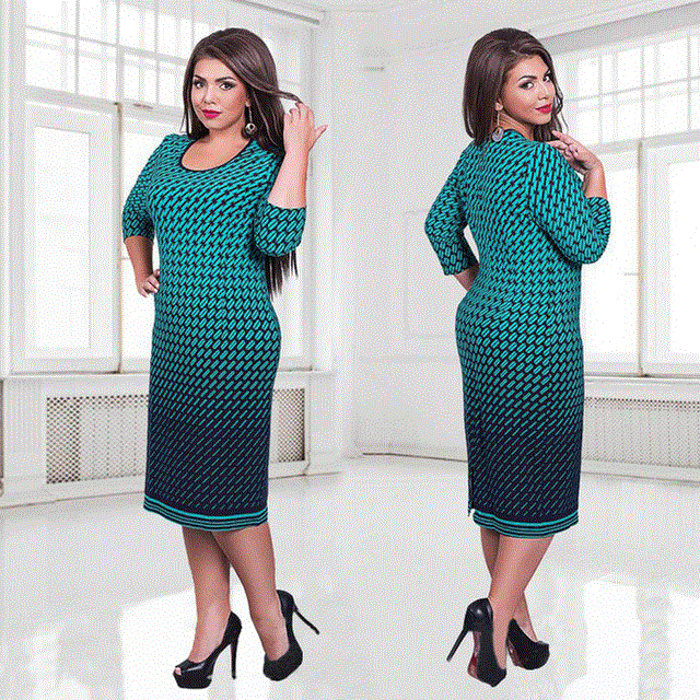Spring Dress Plus Size Three-quarter Sleeves Elegant Explosion Woman Dress Eam Dress