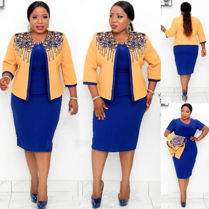 Wholesale L-5XL Plus Size African Women Clothes Two Pieces Sets Dress Women Lady Elegant Midi Length Fashion Office Sets