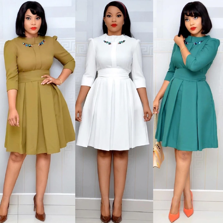 Fashion Ladies Office Dresses Women Formal Work Pleated women dress Elegant African Dresses For Women Clothing