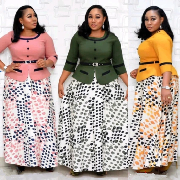 High Quality plus size women's clothing Printed O Neck 3/4 Sleeve Plus Size Dress 4XL-7XL Maxi Dress