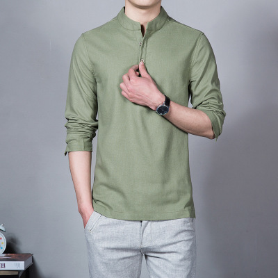 2021 High quality New Cotton Linen Men Shirt Casual Long-Sleeve Male Shirt Slim Fit Chemise Homme Camisa Masculina