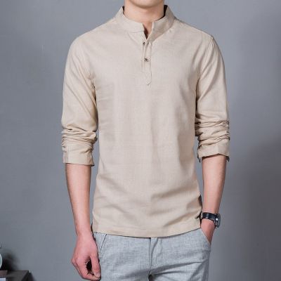 2021 High quality New Cotton Linen Men Shirt Casual Long-Sleeve Male Shirt Slim Fit Chemise Homme Camisa Masculina