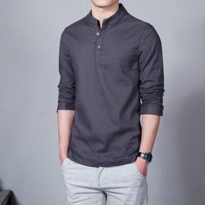 2021 High quality New Cotton Linen Men Shirt Casual Long-Sleeve Male Shirt Slim Fit Chemise Homme Camisa Masculina