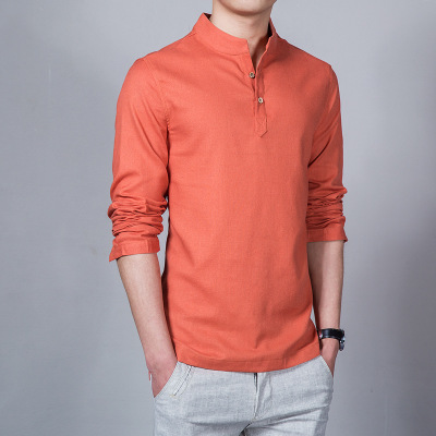 2021 High quality New Cotton Linen Men Shirt Casual Long-Sleeve Male Shirt Slim Fit Chemise Homme Camisa Masculina