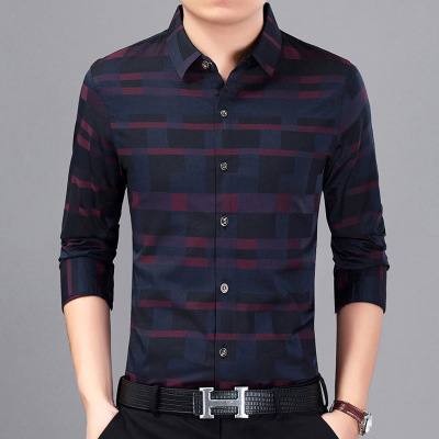 2021 High quality Men Shirt Mens Business Casual Shirts  Men Famous Brand Clothing Plaid Long Sleeve Camisa Masculina