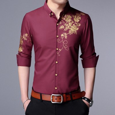 High quality New Men'S Long-Sleeved Dress Shirt  Men'S Casual Slim Lapel Male Quality men shirt