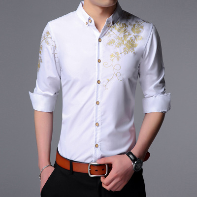 High quality New Men'S Long-Sleeved Dress Shirt  Men'S Casual Slim Lapel Male Quality men shirt