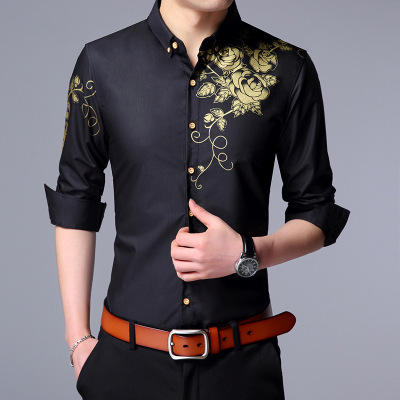High quality New Men'S Long-Sleeved Dress Shirt  Men'S Casual Slim Lapel Male Quality men shirt