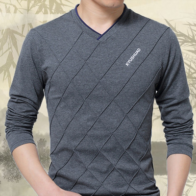 High quality Men Slim Fit Custom Crease Stylish Luxury V Neck Fitness T-shirt Tee Shirt