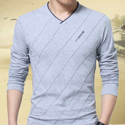 High quality Men Slim Fit Custom Crease Stylish Luxury V Neck Fitness T-shirt Tee Shirt