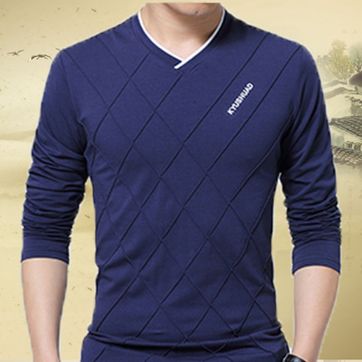 High quality Men Slim Fit Custom Crease Stylish Luxury V Neck Fitness T-shirt Tee Shirt