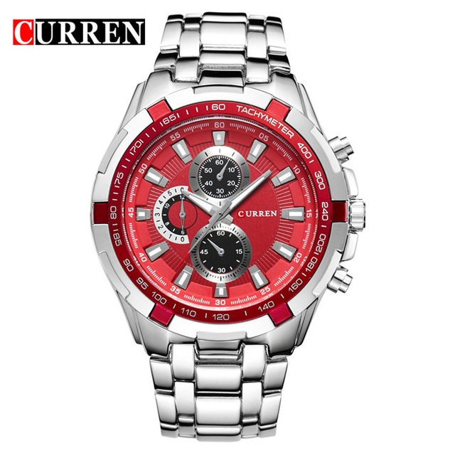 High quality CURREN Hot Sale Stainless Steel Men Watch Mens Fashion Arabic Number Dial Sport Quartz Watch