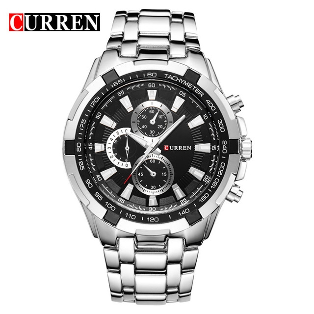 High quality CURREN Hot Sale Stainless Steel Men Watch Mens Fashion Arabic Number Dial Sport Quartz Watch