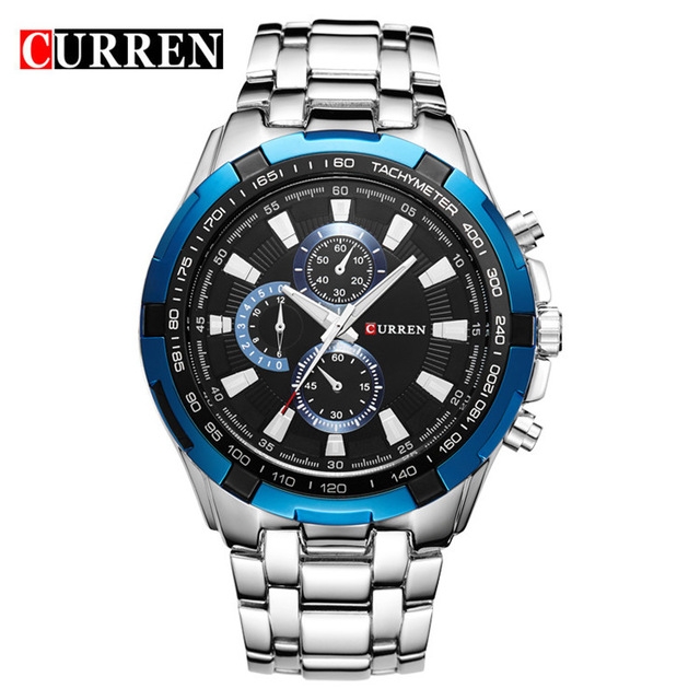 High quality CURREN Hot Sale Stainless Steel Men Watch Mens Fashion Arabic Number Dial Sport Quartz Watch