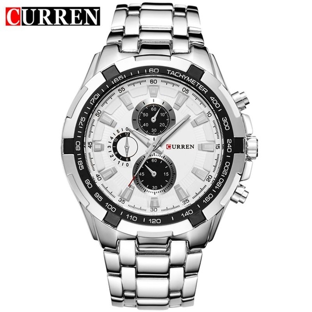 High quality CURREN Hot Sale Stainless Steel Men Watch Mens Fashion Arabic Number Dial Sport Quartz Watch