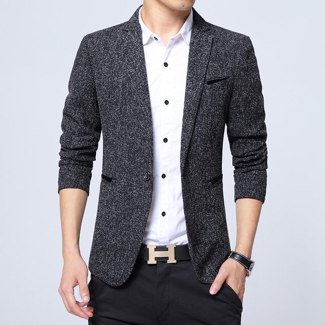 High quality Trend Men Slim Single Button Long Sleeve Small Wool Suit Jacket / Male Business Casual Blazers Coat