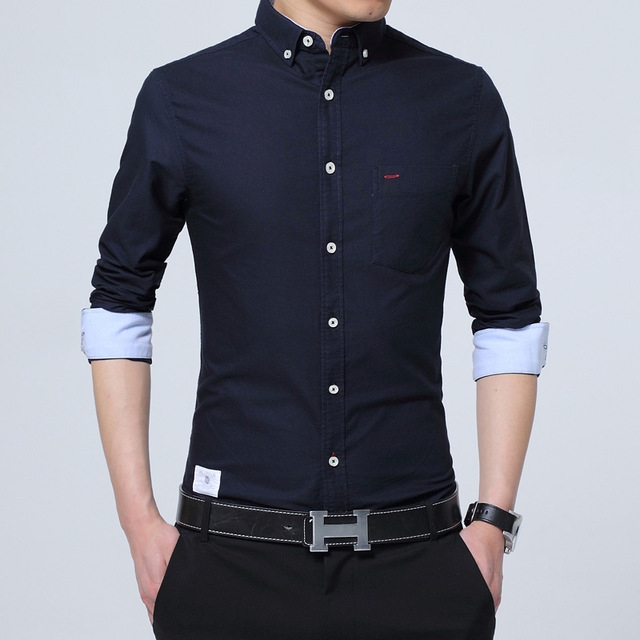 2021 High quality   Black Friday Men's Shirts Long Sleeves Solid Shirt Slim Fit Cotton Casual Social Shirt Men