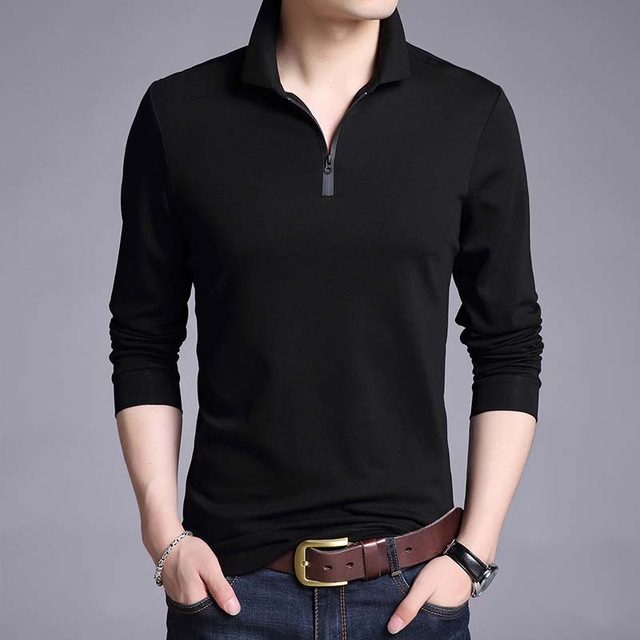 High quality Polo Shirt Men Cotton Boys Street Style Long Sleeve Slim Fit Korean Polos Casual Men Clothes