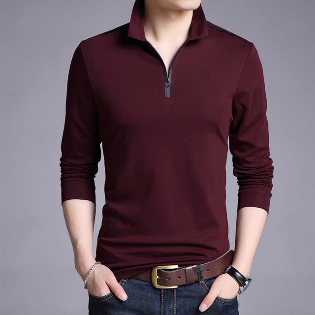 High quality Polo Shirt Men Cotton Boys Street Style Long Sleeve Slim Fit Korean Polos Casual Men Clothes