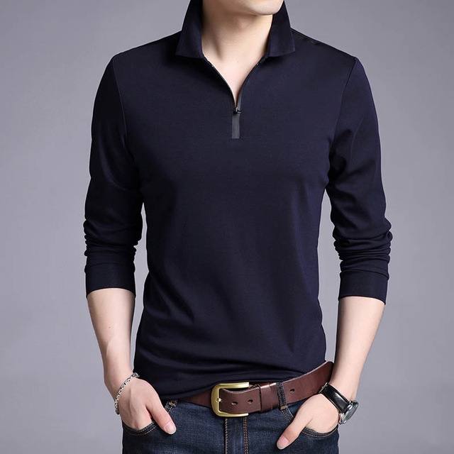 High quality Polo Shirt Men Cotton Boys Street Style Long Sleeve Slim Fit Korean Polos Casual Men Clothes