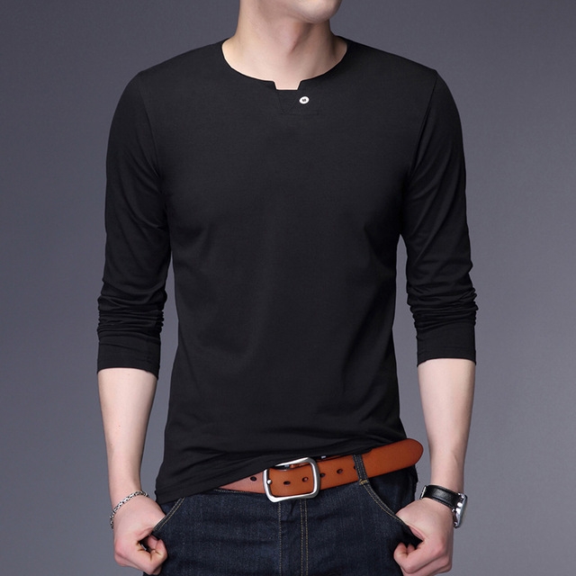High quality Tshirt Men Korean O-Neck Trending Streetwear Tops Long Sleeve Tee Fitness Clothing