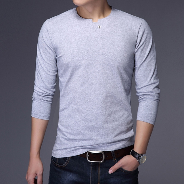 High quality Tshirt Men Korean O-Neck Trending Streetwear Tops Long Sleeve Tee Fitness Clothing