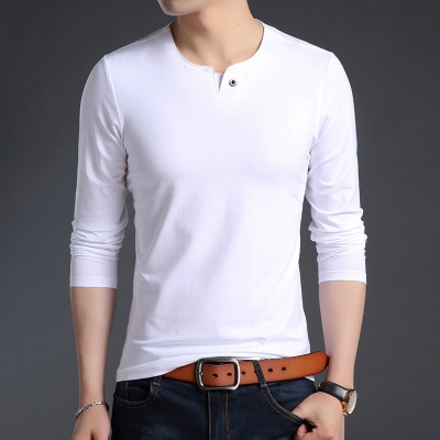 High quality Tshirt Men Korean O-Neck Trending Streetwear Tops Long Sleeve Tee Fitness Clothing