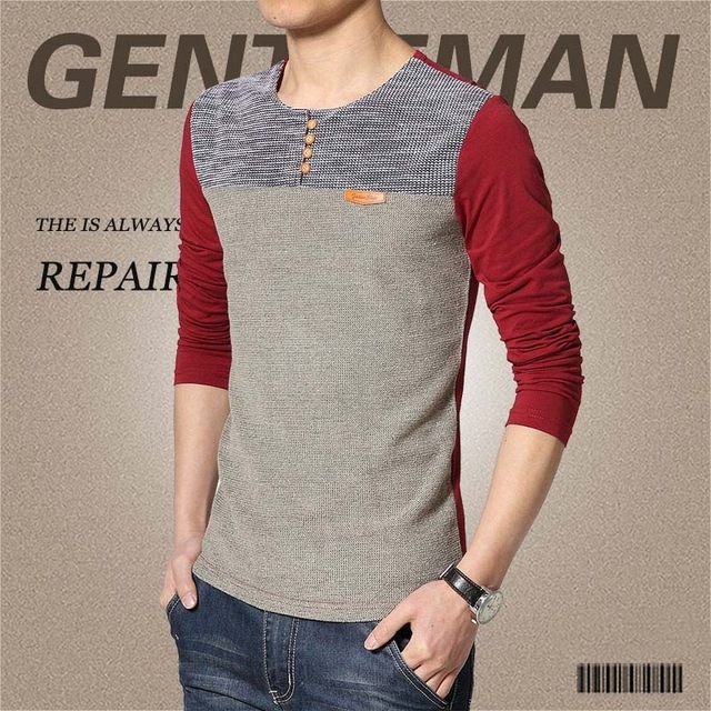 High quality Spring Fashion O-Neck Slim Fit Long Sleeve T-shirts and Polos Men Trend Casual Men T-Shirt
