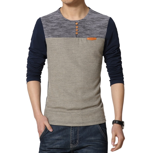 High quality Spring Fashion O-Neck Slim Fit Long Sleeve T-shirts and Polos Men Trend Casual Men T-Shirt