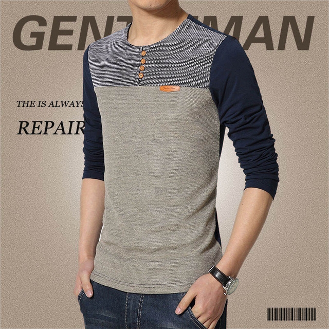 High quality Spring Fashion O-Neck Slim Fit Long Sleeve T-shirts and Polos Men Trend Casual Men T-Shirt