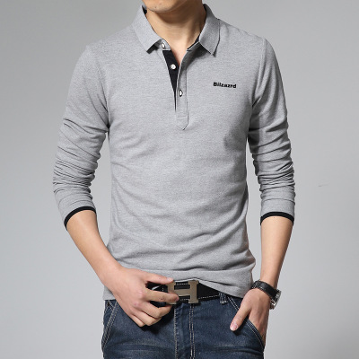 High quality solid color t shirt long sleeved t shirt men cotton camisetas business Tops and Tees cotton camisa