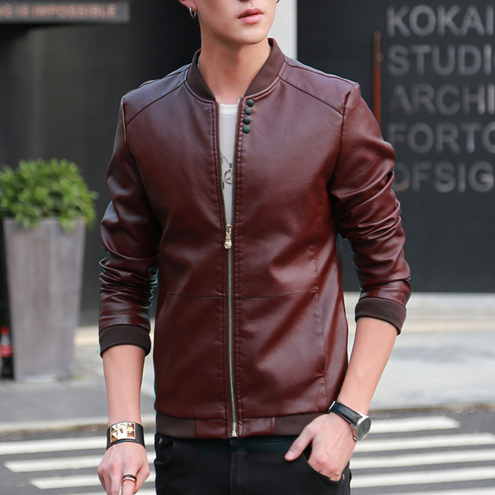 High quality Autumn Men's PU Leather Coat Slim Fit Jackets Casual Outwear for Man Jacket