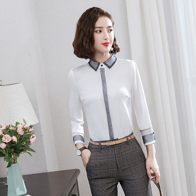 2021 High quality Spring Fashion Casual white long sleeve T-Shirt Slim Formal Wear tshirt feminine shirts ladies tops