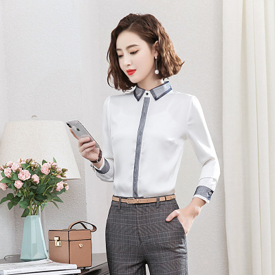 2021 High quality Spring Fashion Casual white long sleeve T-Shirt Slim Formal Wear tshirt feminine shirts ladies tops