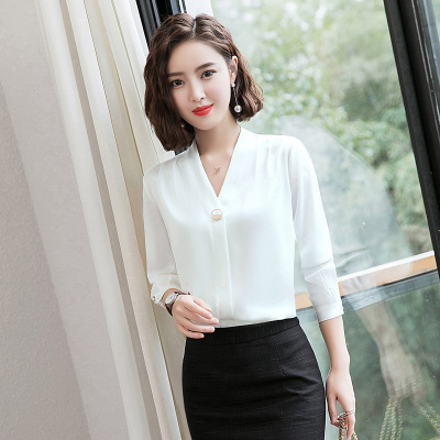 2021 High quality Spring Fashion Casual white long sleeve T-Shirt Slim Formal Wear tshirt feminine shirts ladies tops