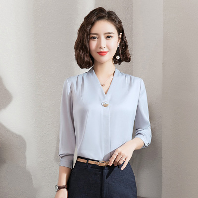 2021 High quality Spring Fashion Casual white long sleeve T-Shirt Slim Formal Wear tshirt feminine shirts ladies tops