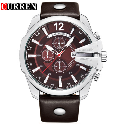 2021 High quality Curren Men's Casual Sport Quartz Watch Luxury Quartz-Watch Leather Strap Military Watch Male Clock