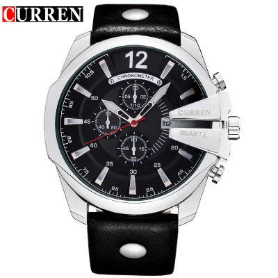 2021 High quality Curren Men's Casual Sport Quartz Watch Luxury Quartz-Watch Leather Strap Military Watch Male Clock