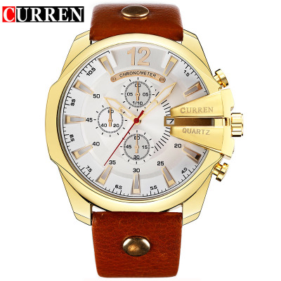 2021 High quality Curren Men's Casual Sport Quartz Watch Luxury Quartz-Watch Leather Strap Military Watch Male Clock