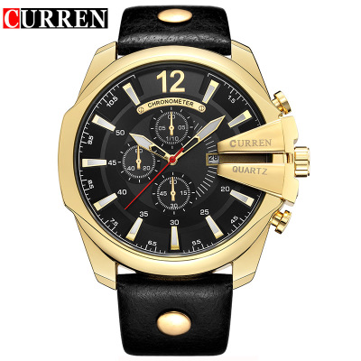 2021 High quality Curren Men's Casual Sport Quartz Watch Luxury Quartz-Watch Leather Strap Military Watch Male Clock