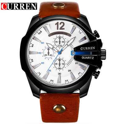 2021 High quality Curren Men's Casual Sport Quartz Watch Luxury Quartz-Watch Leather Strap Military Watch Male Clock