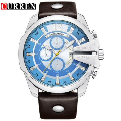 2021 High quality Curren Men's Casual Sport Quartz Watch Luxury Quartz-Watch Leather Strap Military Watch Male Clock