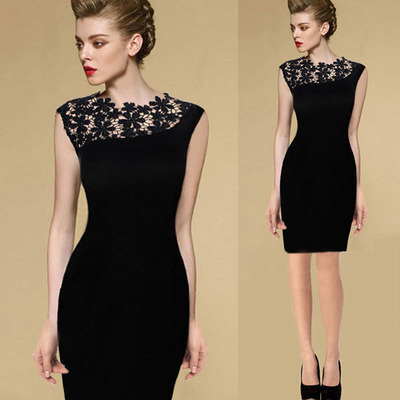 2021 High quality Summer Sexy Dress Female Elegant Party Dresses Eyelash Lace Splicing Side Split Formal Dress