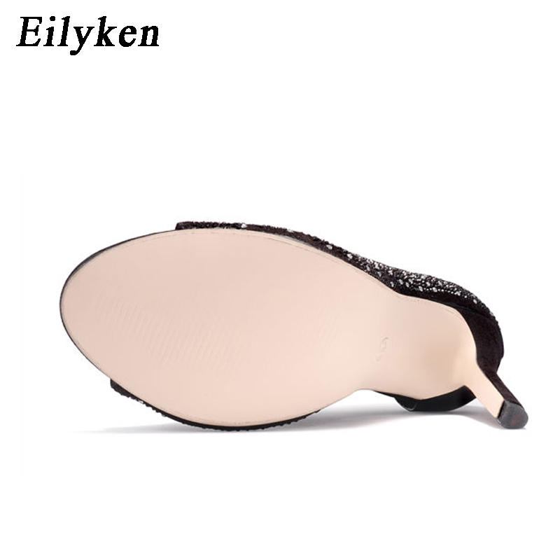 2021 High quality Women Crystal Sandals Ankle Straps Buckle Transparent Cover Heel Pumps Ladies Sandals Party Shoes