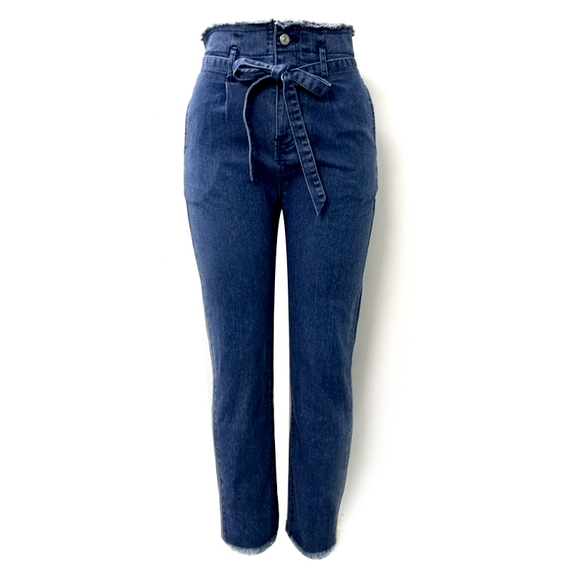 High quality Jeans Women High Waist Jeans Skinny Jeans Sashes High MOM Jeans Casual Black Sexy Denim Pencil Pants