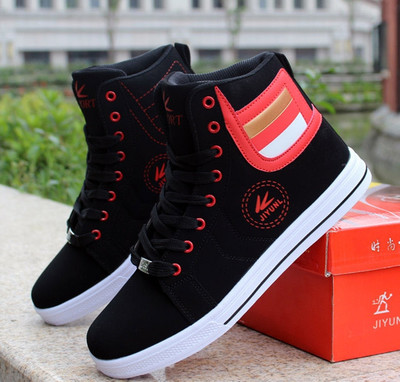 High quality Fashion Men Casual Shoes Mens High Top Shoes Lace Up Comfortable Sneakers Footwear Men's Flats