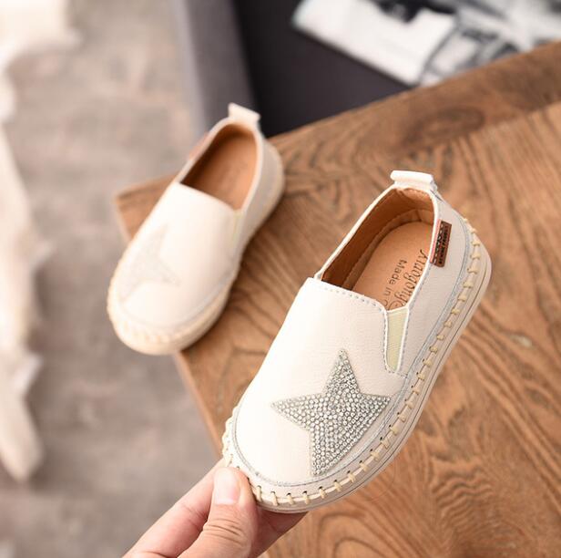 2021 High quality Autumn Rhinestone Star Baby Girls Casual Shoes Boys Loafers Shoes Kids Moccasins Shoes